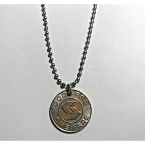 SEPTA Transit Token Pendant 24” Military Style Chain Necklace. Great Gift!
